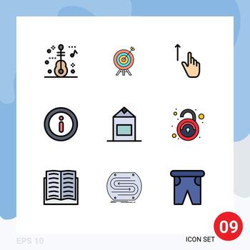 Set of 9 Modern UI Icons Symbols Signs for yogurt milk finger menu info Editable Vector Design Elements