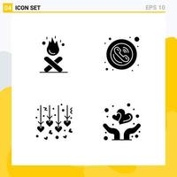 4 Creative Icons Modern Signs and Symbols of bonfire hanging wedding fire public honeymoon Editable Vector Design Elements