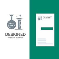 Tube Flask Lab Education Grey Logo Design and Business Card Template vector