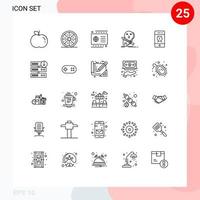 25 iconos creativos signos y símbolos modernos de alerta espada crédito matar frag elementos de diseño vectorial editables vector