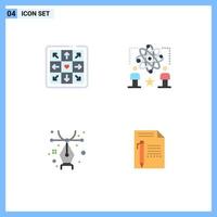 Modern Set of 4 Flat Icons Pictograph of dancing illustration user man document Editable Vector Design Elements