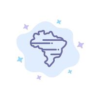 brasil mapa país icono azul sobre fondo de nube abstracta vector