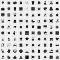 Set of 100 Universal Solid Icons vector