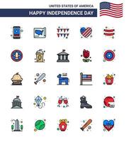 25 iconos creativos de estados unidos signos de independencia modernos y símbolos del 4 de julio de frankfurter love usa heart american elementos de diseño de vectores editables del día de estados unidos