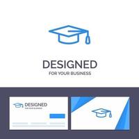 tarjeta de visita creativa y plantilla de logotipo educación académica sombrero de graduación ilustración vectorial vector