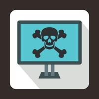 Computer monitor with a skull and bones icon vector