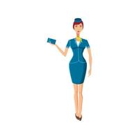 Stewardess icon in cartoon style vector