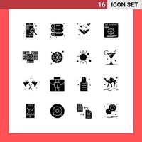 16 Creative Icons Modern Signs and Symbols of data center bats optimization development Editable Vector Design Elements