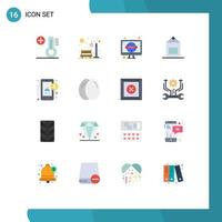 Flat Color Pack of 16 Universal Symbols of money accountant news yogurt milk Editable Pack of Creative Vector Design Elements