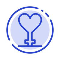 Heart Gender Symbol Blue Dotted Line Line Icon vector