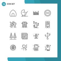 paquete de iconos de vector de stock de 16 signos y símbolos de línea para música eliminar cochecito menos elementos de diseño de vector editables