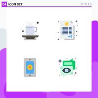 Pack of 4 Modern Flat Icons Signs and Symbols for Web Print Media such as autumn mobile drink contract rainy Editable Vector Design Elements