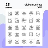 25 Global Business Icon Set 100 Editable EPS 10 Files Business Logo Concept Ideas Line icon design vector