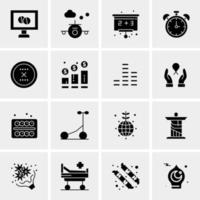 16 iconos de negocios universales vector ilustración de icono creativo para usar en proyectos relacionados con la web y dispositivos móviles