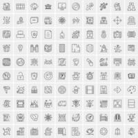 Pack of 100 Universal Line Icons for Mobile and Web vector