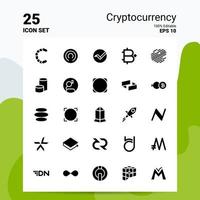 25 Cryptocurrency Icon Set 100 Editable EPS 10 Files Business Logo Concept Ideas Solid Glyph icon design vector