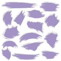 Purple color brush stroke texture design set vector