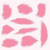 Pink color brush stroke set vector