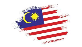 New Malaysia hand paint grunge flag vector