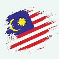 nuevo efecto de pincel vector de bandera grungy de malasia