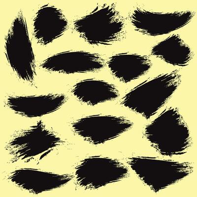 Black color brush stroke design set