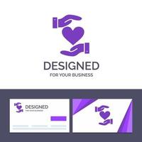 Creative Business Card and Logo template Heart Give Hand Favorite Love Vector Illustration