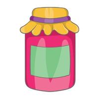 Jam in a glass jar icon, cartoon style vector