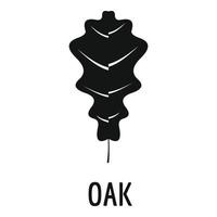 Oak leaf icon, simple black style vector