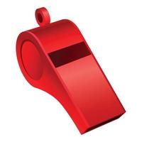 Red whistle mockup, realistic style vector