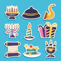 colecciones de plantillas de pegatinas de hanukkah vector