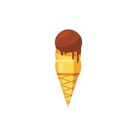 helado de chocolate en un icono de cono de gofre vector