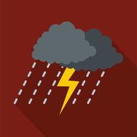 Cloud thunder icon, flat style vector