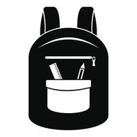 icono de mochila universitaria, estilo simple vector