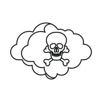 Cloud with skull and bones icon, outline style vector