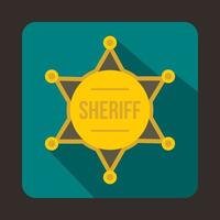 icono de placa de sheriff, estilo plano vector