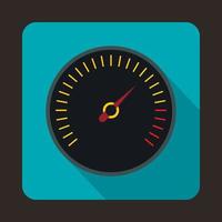 Speedometer with black background icon, flat style vector