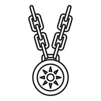 Necklace medallion icon, outline style vector