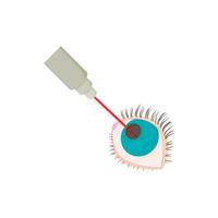 Needle in an eyeball icon, cartoon style vector