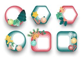 Frame Geometric Shapes, Composed Of Christmas Decorations, Vector Images. for cards, and graphics.