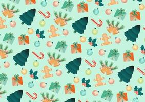 Seamless pattern of Christmas decorations. Vector illustration. for your graphic design.