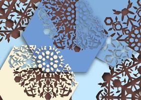 Abstract background, hexagon paper cut, Snowflake pattern, overlap vector illustration.