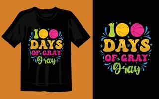 Descarga gratuita de vector de diseño de camiseta colorida de 100 días de escuela