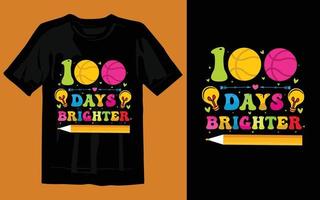 Descarga gratuita de vector de diseño de camiseta colorida de 100 días de escuela