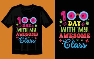 Descarga gratuita de vector de diseño de camiseta colorida de 100 días de escuela