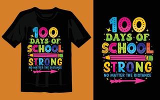 Descarga gratuita de vector de diseño de camiseta colorida de 100 días de escuela