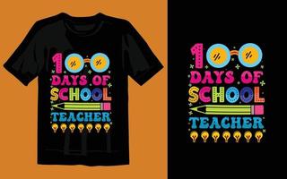 Descarga gratuita de vector de diseño de camiseta colorida de 100 días de escuela