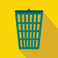 Trash basket icon, flat style vector