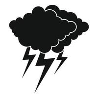 Cloud thunder flash icon, simple black style vector