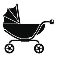 Classic baby pram icon, simple style vector