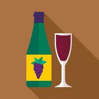 botella de vino, icono, plano, estilo vector